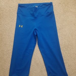 Under Armour heat gear leggings. Blue w/gold